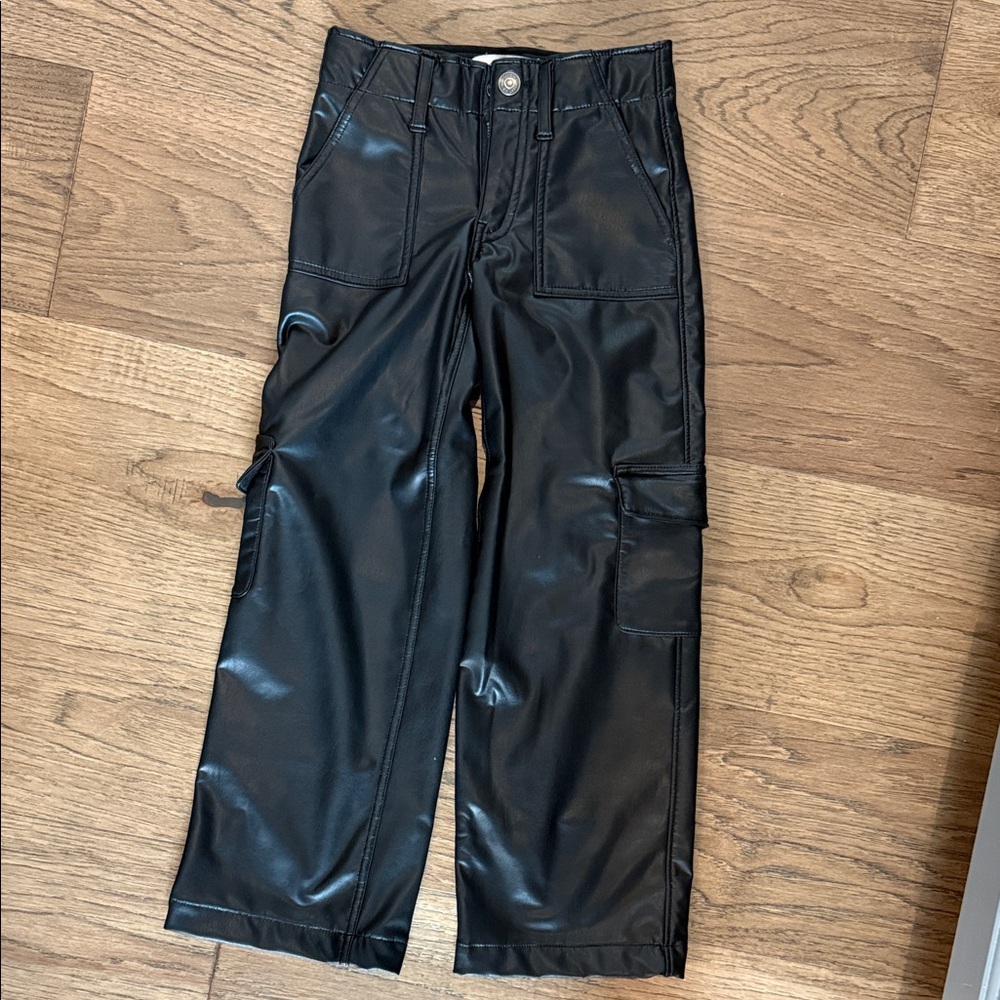 NWOT Abercrombie Kids Black Faux Leather Cargo Pants